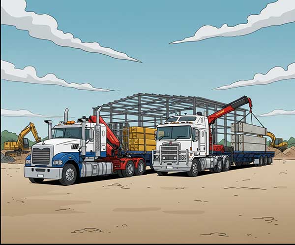 Oversize load transport on a low-loader trailer in Victoria with escort planning